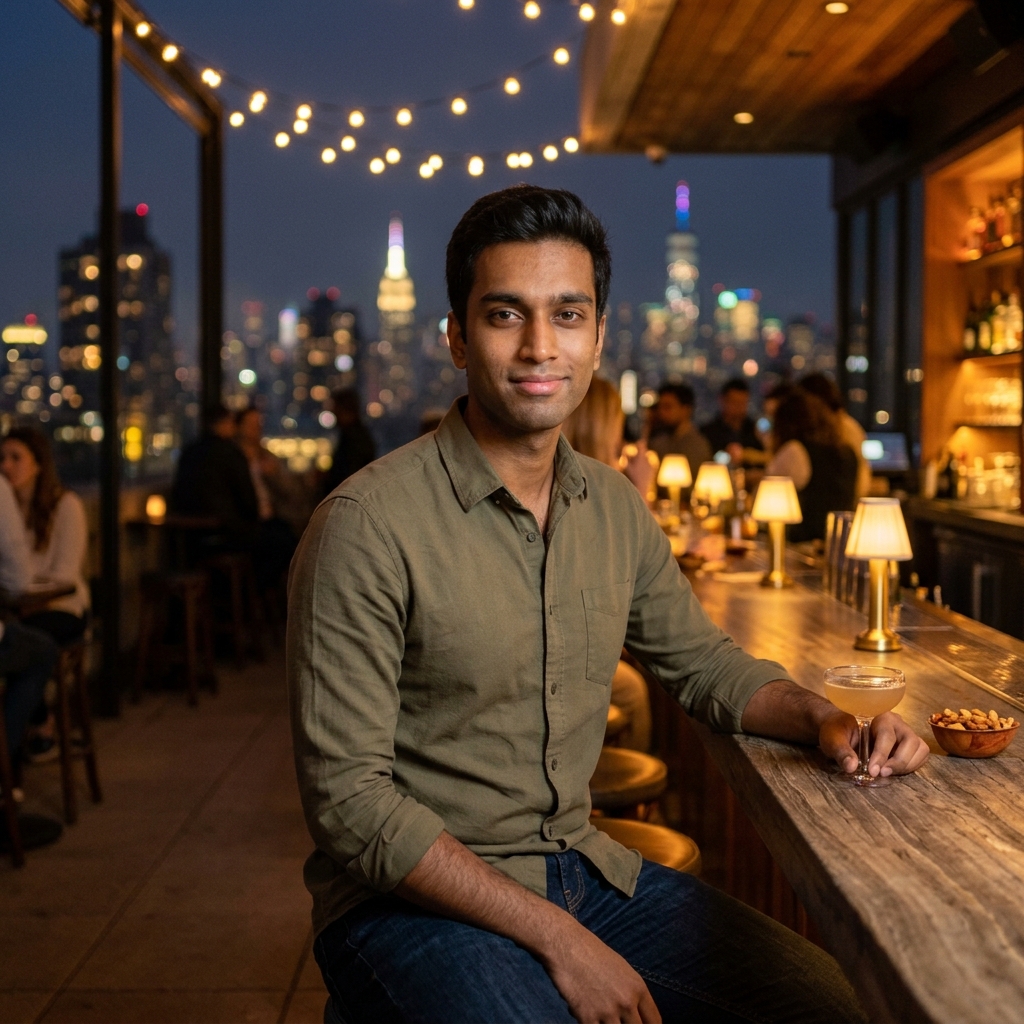 8 Rooftop City Skyline Gemini AI Prompts for Men's Night Portraits