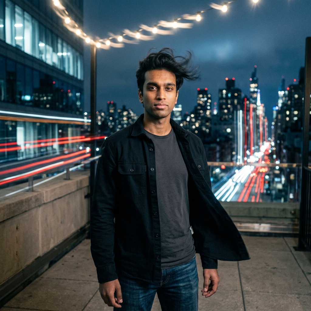 8 Rooftop City Skyline Gemini AI Prompts for Men's Night Portraits