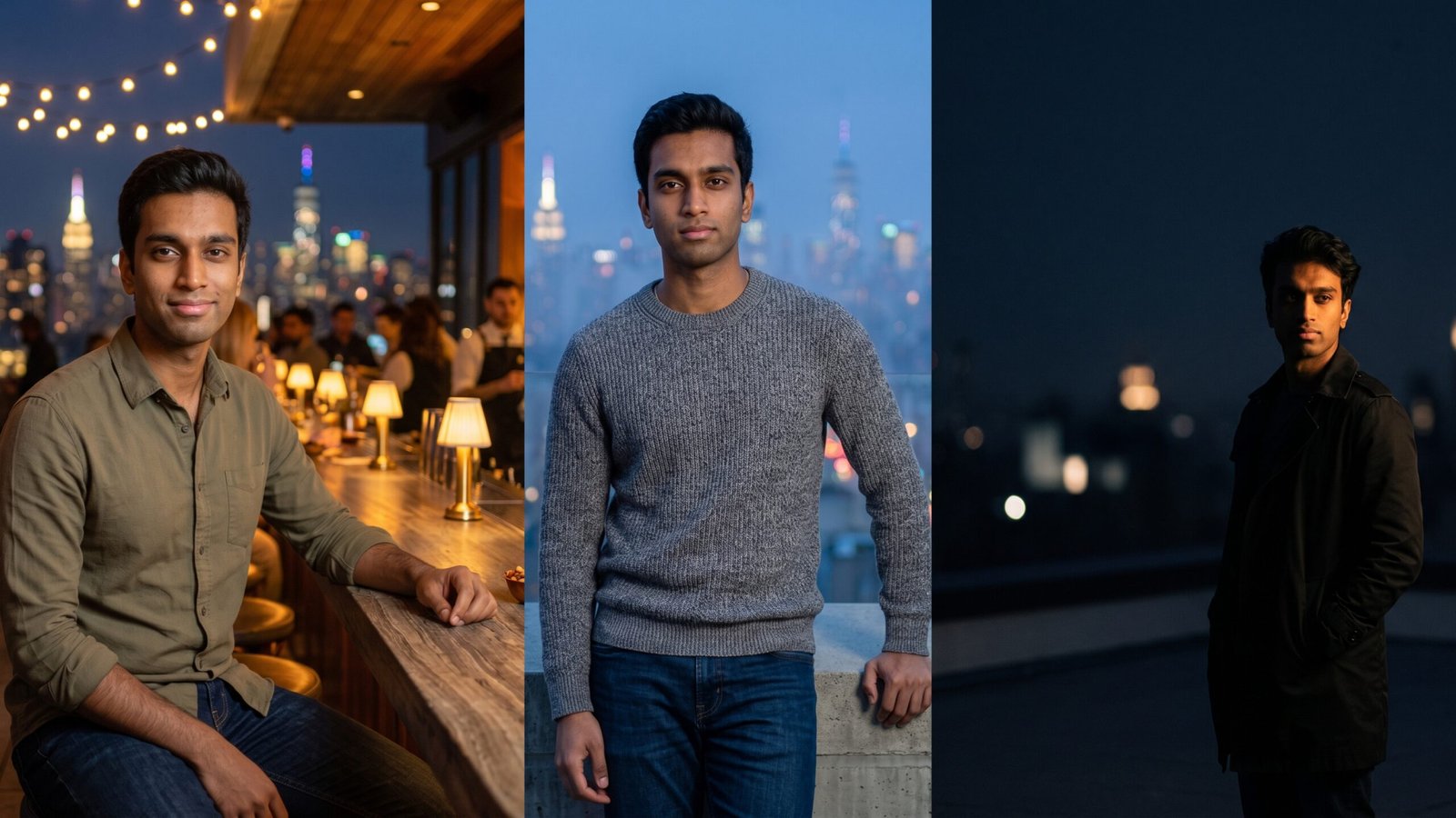 8 Rooftop City Skyline Gemini AI Prompts for Men's Night Portraits