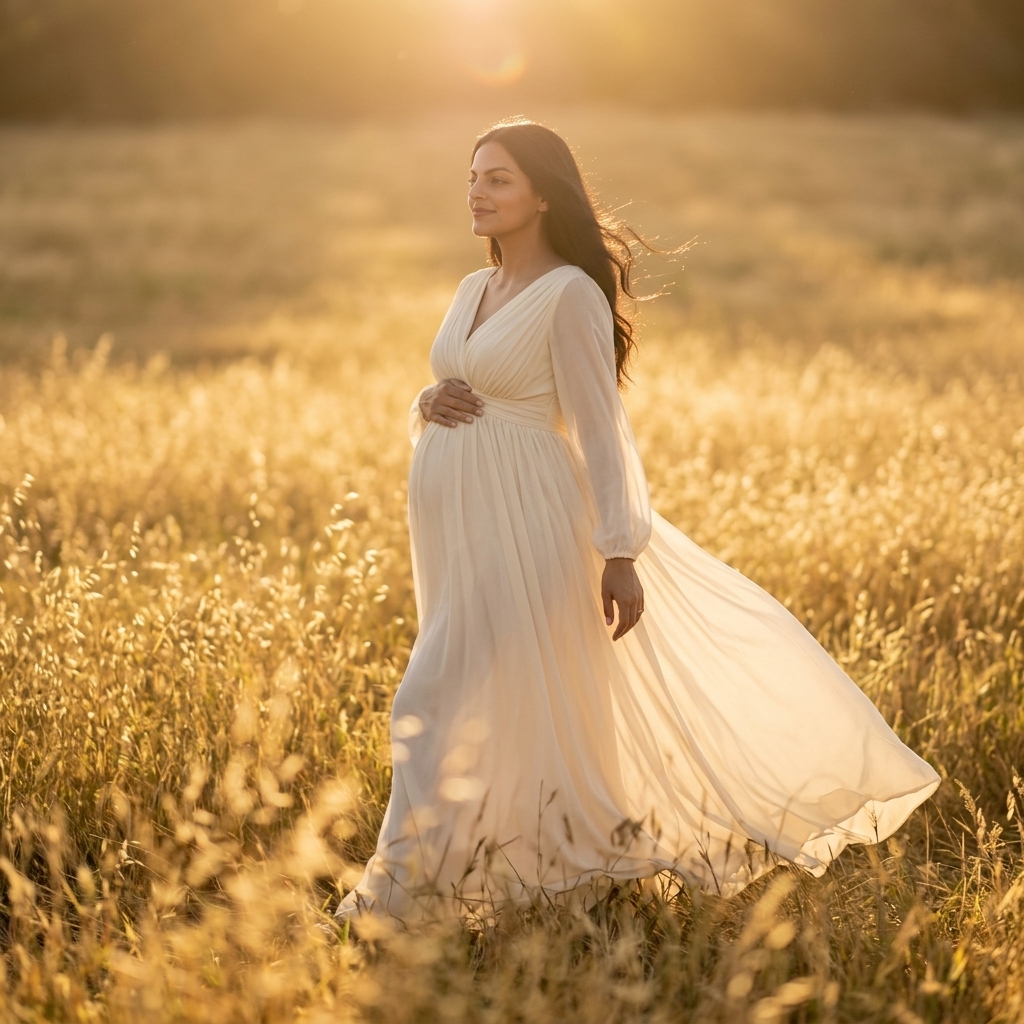 8 Glowing Sunset Garden Gemini AI Prompts for Maternity Photos