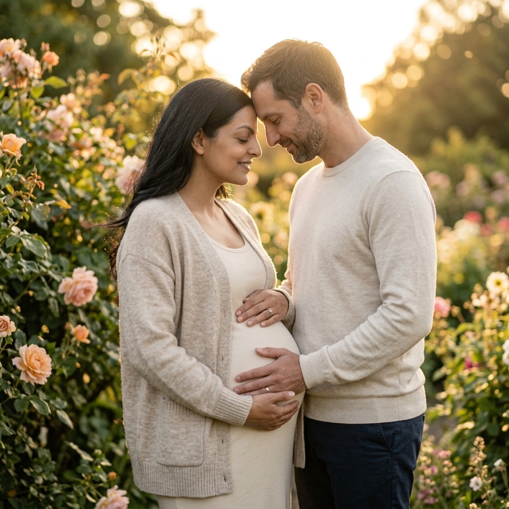 8 Glowing Sunset Garden Gemini AI Prompts for Maternity Photos