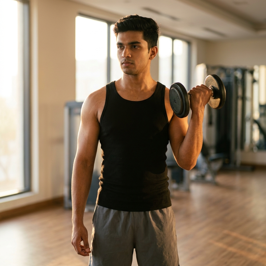 7 Athletic Dumbbell-Lifting Gemini AI Prompts for Men's Fitness Photos