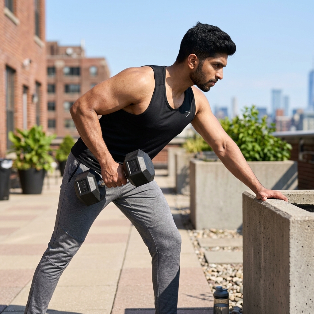 7 Athletic Dumbbell-Lifting Gemini AI Prompts for Men's Fitness Photos