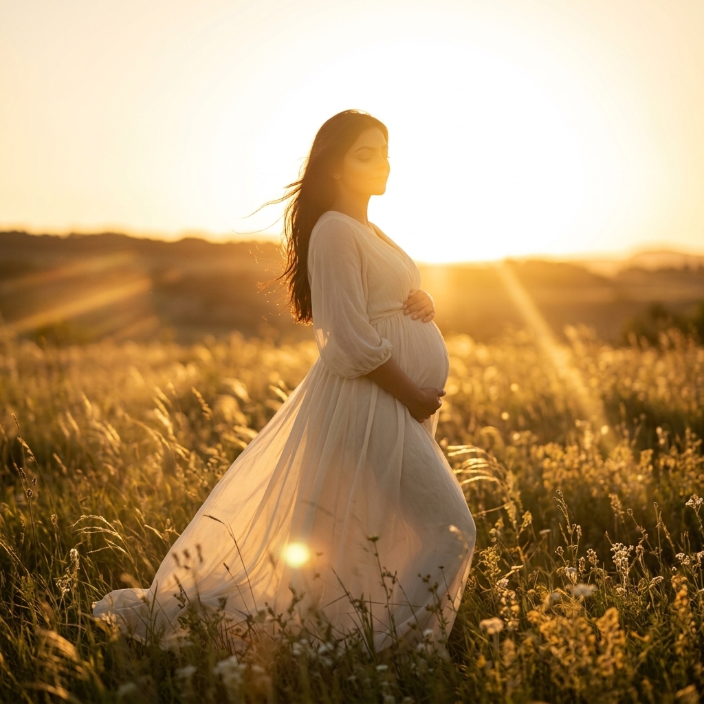 8 Glowing Sunset Garden Gemini AI Prompts for Maternity Photos